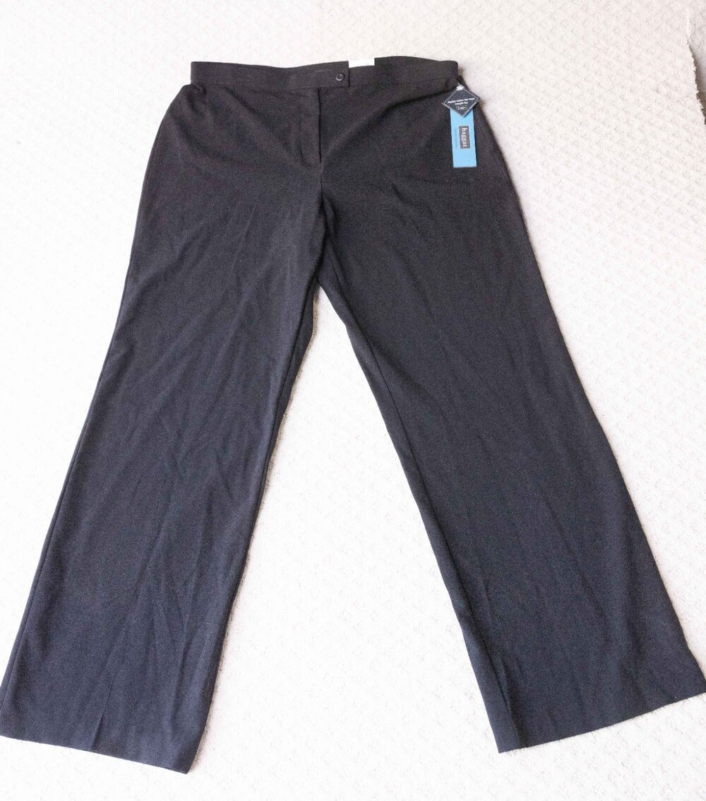 NWT Haggar Pants Womens Black Straight Leg Polyester Rayon Stretch Size 18